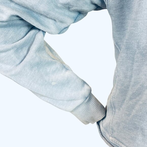 American Eagle Cropped Oversize French Terry V-Neck Hoodie XS Blue #319i - Picture 11 of 16